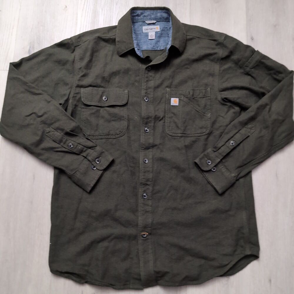 Carhartt Relaxed Fit Canvas Shirt Jacket Mens Medium Long Sleeve
